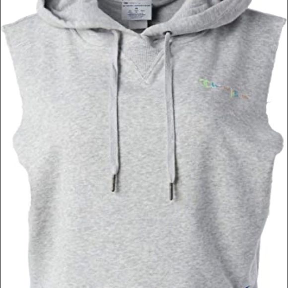 Champion Campus Grey French Terry Lined Sleeveless Hooded Cropped Vest Sz L NEW - Picture 4 of 15